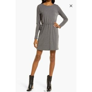 NWT CHARLES HENRY Long Sleeve Knit Dress Charcoal M (1197)